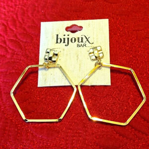 Bijoux Bar Gold Tone Octagon Drop Earrings